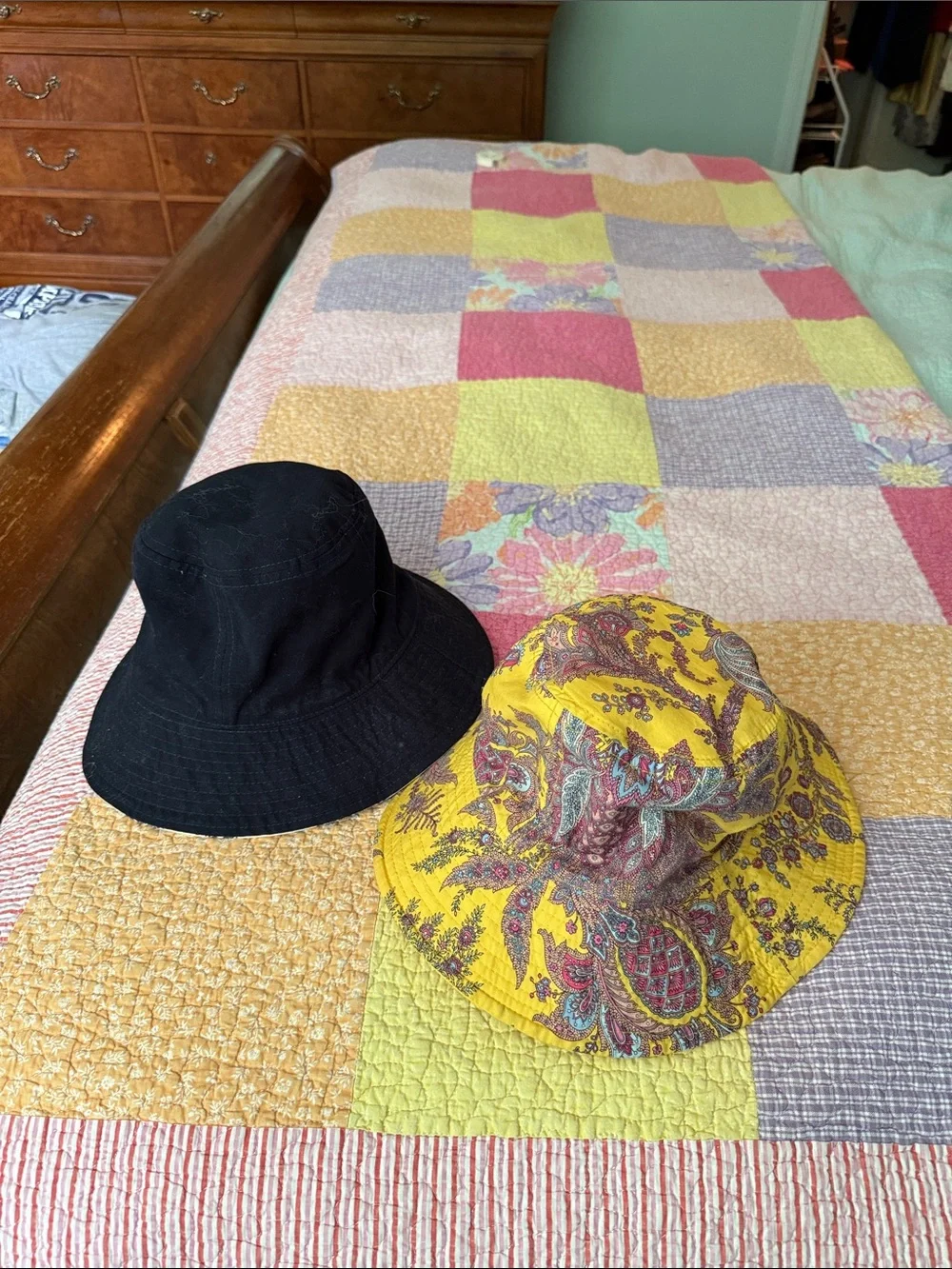 J. Crew Yellow Bucket Hat & J. Crew Cream Floral-Print Bucket Hat